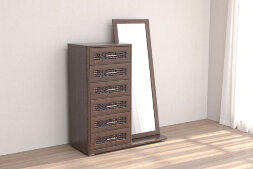 Комод 6 ящиков с зеркалом КЭТ-4, венге